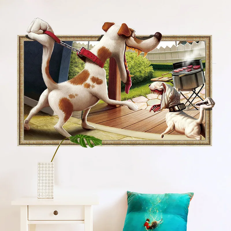 Новые Мультяшные настенные наклейки с изображением милой собаки мышь для