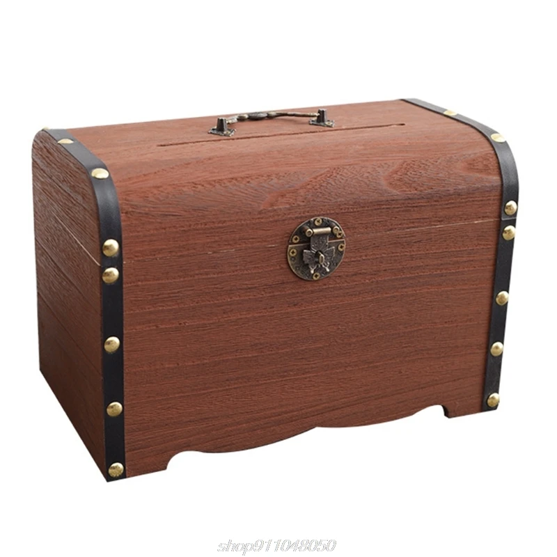 Деревянная Копилка в стиле ретро с замком для хранения денег ювелирных изделий