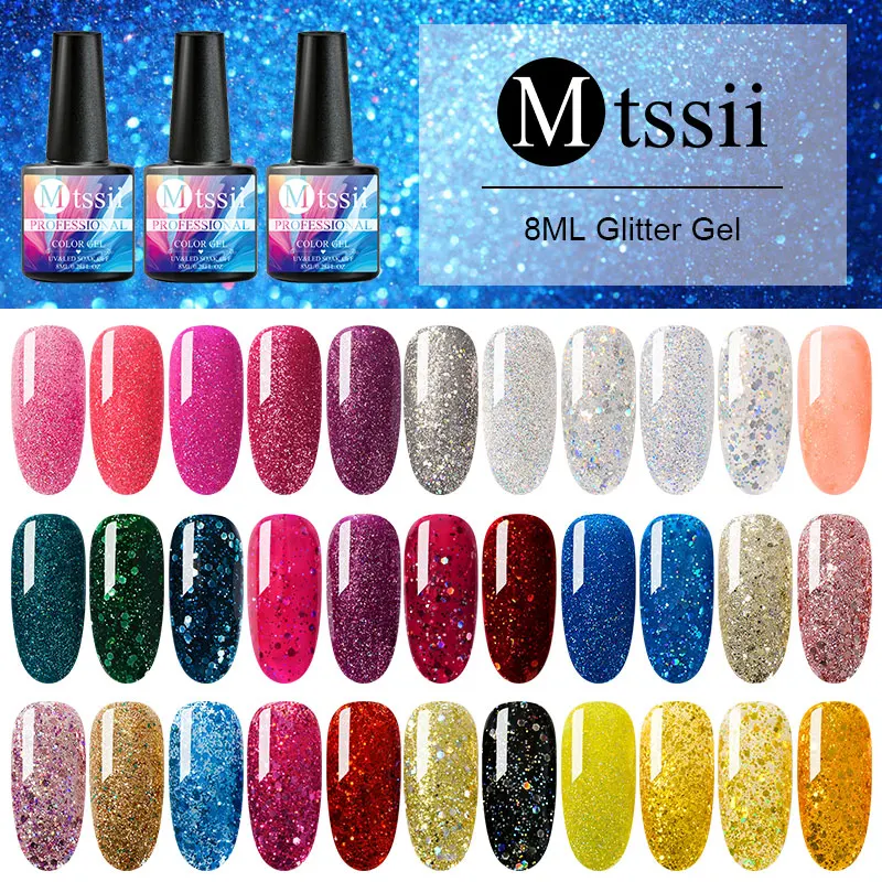 Mtssii 8 мл для продажи УФ гель голографический блестки Semi Permanent Soak Off Гель лак нейл