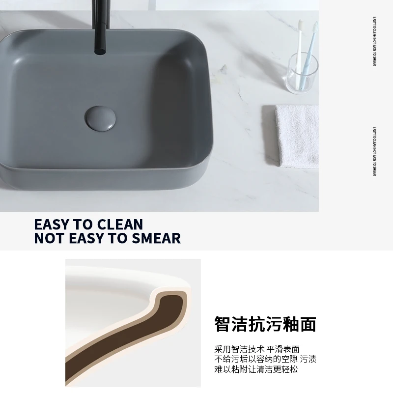 Матовый серый умывальник для умывальника ванная столешница шампунь раковины