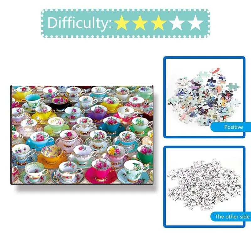 

Jigsaw Puzzles 1000 Pieces Puzzles Teacup Picture Jigsaw Kids Toy Toy For Adult Educational Self-assembling Puzzle Jigsaw P S9W8