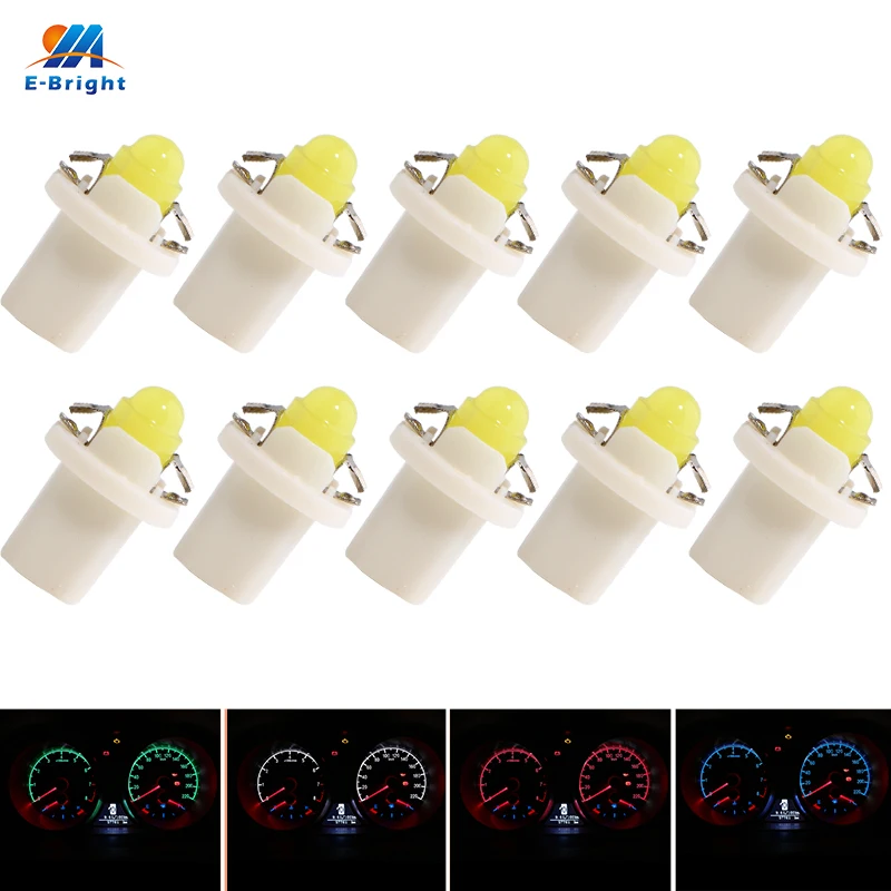 YM E-Bright 10 шт. B8.5 D B 8.5D светодиодный фонарь для приборной панели автомобиля COB 1 инструмент smd освещение авто лампы Белый Красный Синий Зеленый 12 В DC