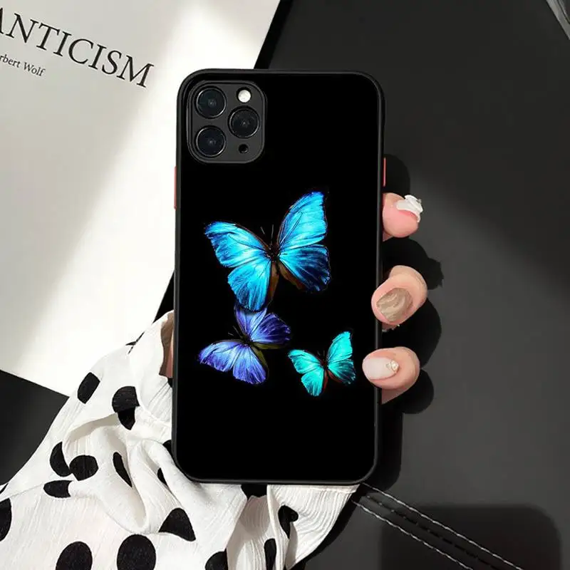 

Butterfly art animal color Phone Case Matte Transparent for iPhone 7 8 11 12 s mini pro X XS XR MAX Plus cover funda