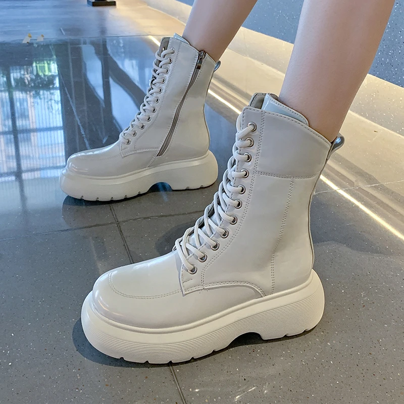 2021 Fashion New short Boots Autumn and Winter Thick-soled All-match Motorcycle Boots Mid-tube Boots Women Ladies