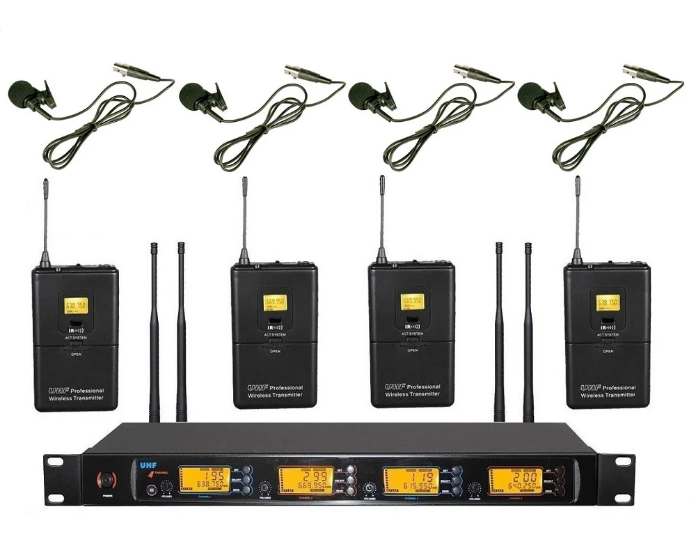 УВЧ Беспроводная система микрофона на лацкане PLL беспроводной микрофон для