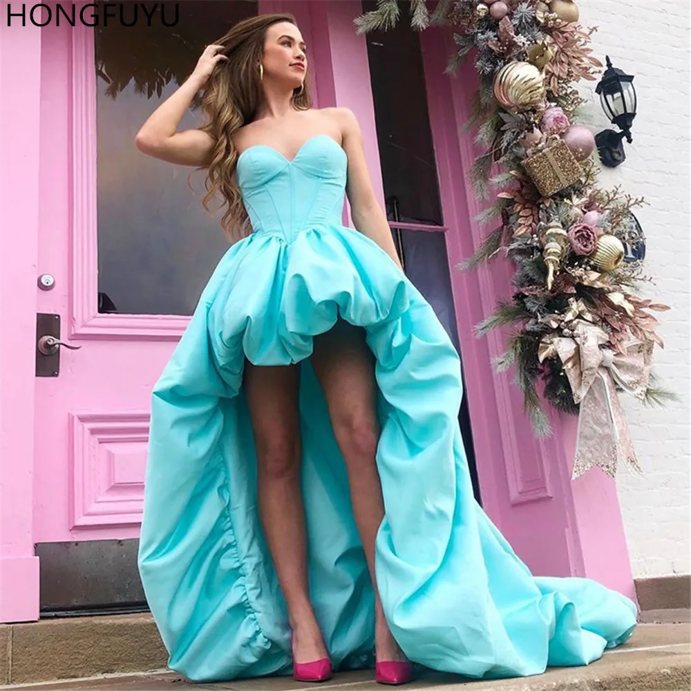 HONGFUYU высокая-Низкая Пузырьковые платья для выпускного вечера с косточками 2020