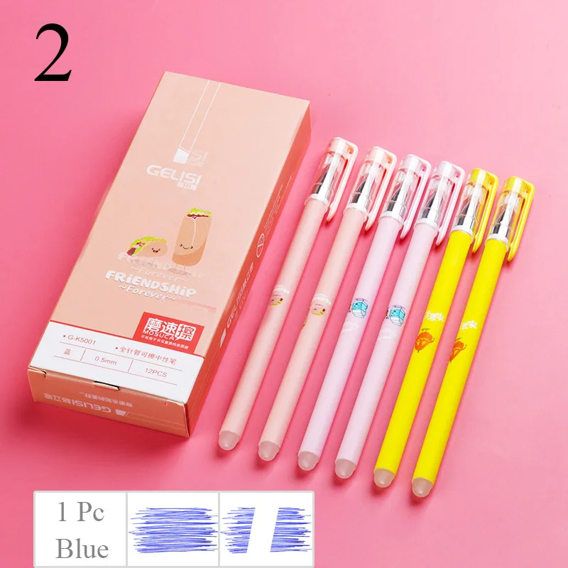 1Pc Erasable Blue 1 шт. милый кот стираемая гелевая ручка новинка моющаяся волшебная ручка Kawaii синие Черные чернила стираемая ручка для детей Подарки школьные канцелярские принадлежности - Цвет: 1Pc Erasable Blue
