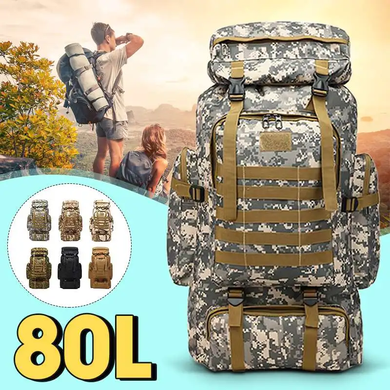 

80L Tactical Bag Military Backpack Mountaineering Men Travel Outdoor Sport Bags Molle Waterproof Hunting Camping Rucksack CE