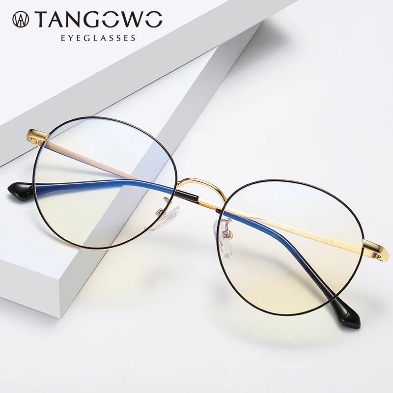 Металлические очки анти синий светильник женские высококачественные круглые