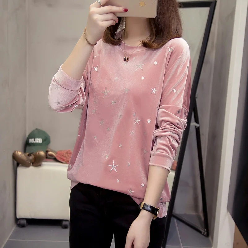 

Женский бархатный свитшот с флисовой подкладкой, розового и черного цвета, большие размеры