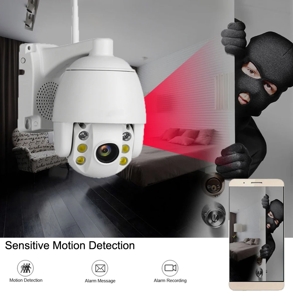 2MP 4G беспроводная PTZ IP камера Wifi 1080P HD наружная Водонепроницаемая мини-камера P2P