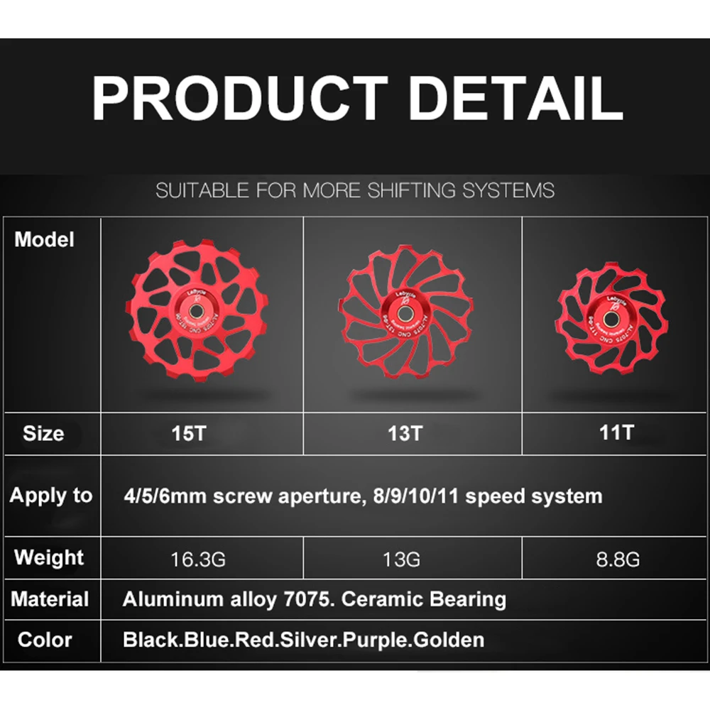 

2PC SKOVAT 11T 13T 15T MTB Mountain Road Bikes Bicycles Rear Derailleur Pulley Roller Idler Ceramic Bearing Jockey Wheel Parts