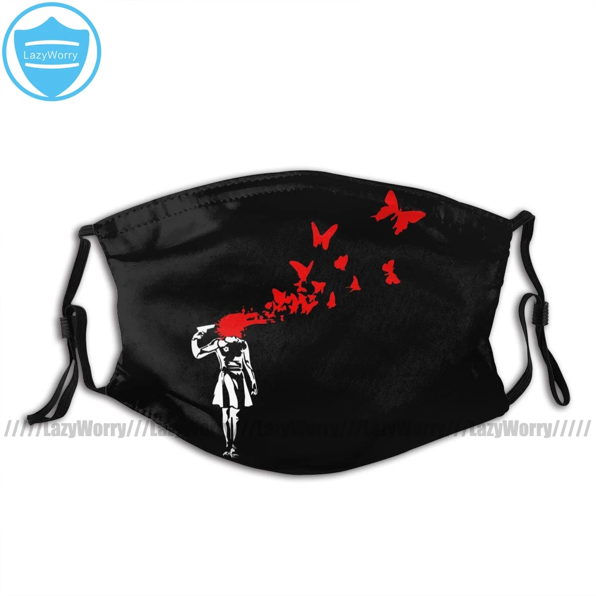 

Butterfly Mouth Face Mask Banksy Girl Butterfly Facial Mask Cool Fashion with 2 Filters for Adult