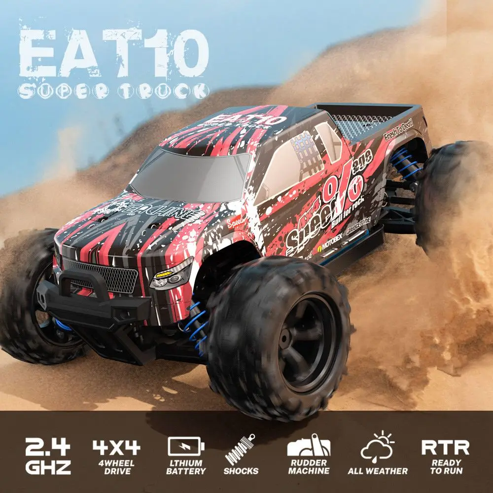

1/18 Brushed RC Car Pickup 2.4GHz 4WD 28km/h Off-Road Monster Truck Remote Control Toys Model for Kids Adults Christmas Gifts