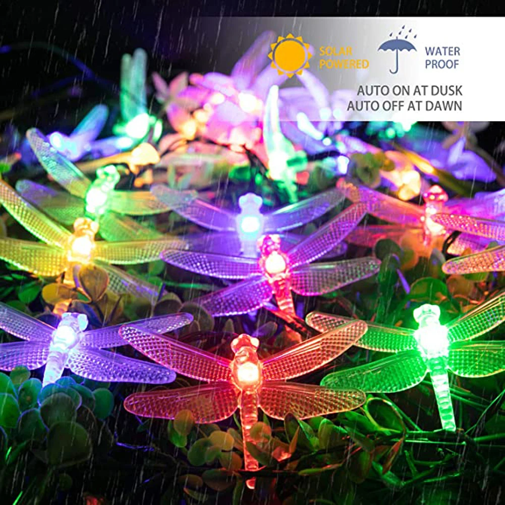 

Solar Party DIY Decor String Lights 30 LED Waterproof Eco-Friendly Dragonfly Fairy Lights for Patio Garden Gate Yard