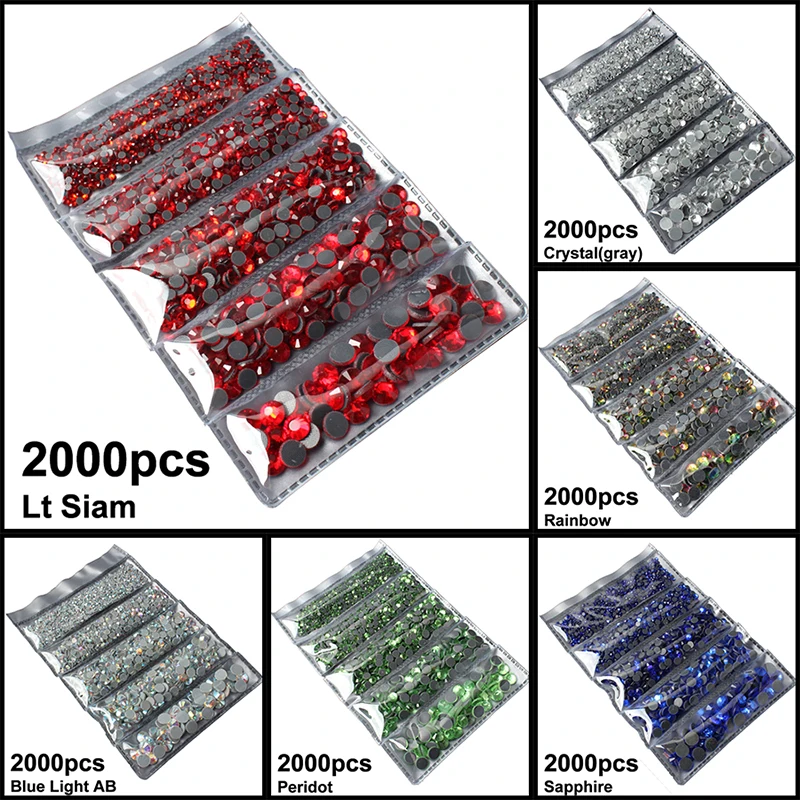 Патчи 37 цветов смешанного размера Стразы 2000 шт. в индивидуальном упаковке с