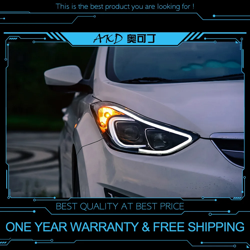 AKD Тюнинг автомобилей фары для Hyundai Elantra 2012 2016 светодиодные DRL ходовые огни