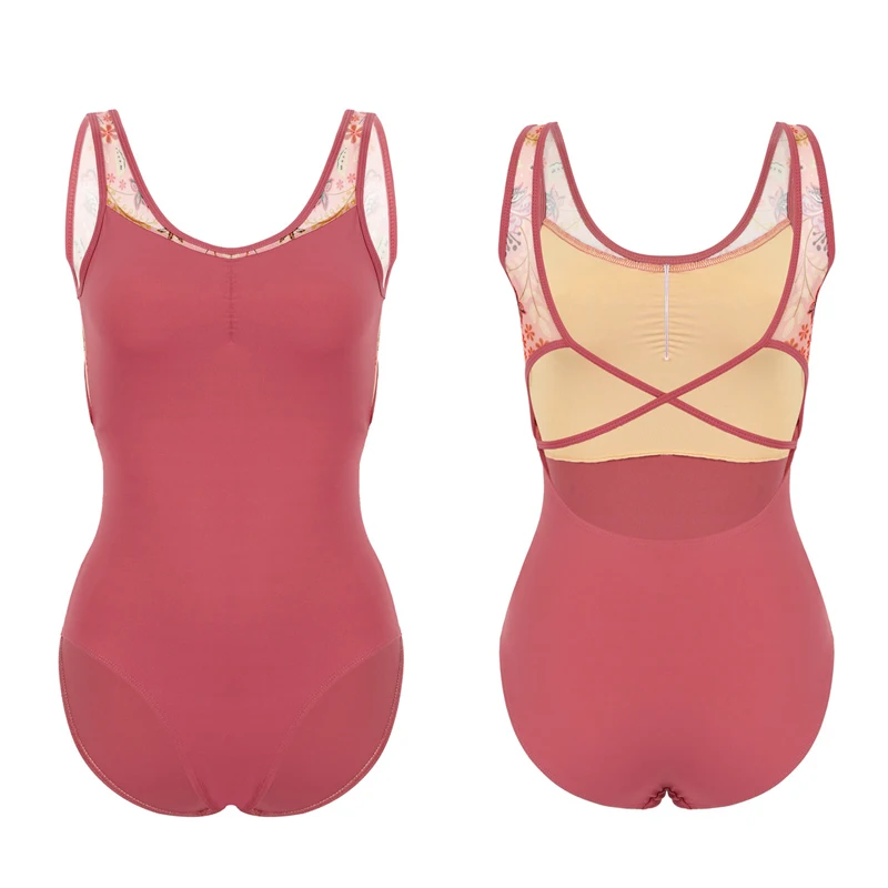 Кружевное эластичное балетное трико без рукавов боди для женщин гимнастическое