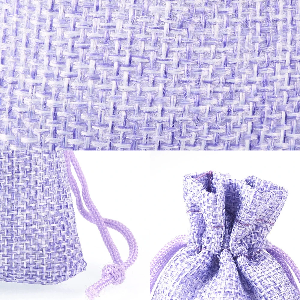 Маленькие смешанные мешочные подарочные пакеты 9*7 см льняные на шнурке для