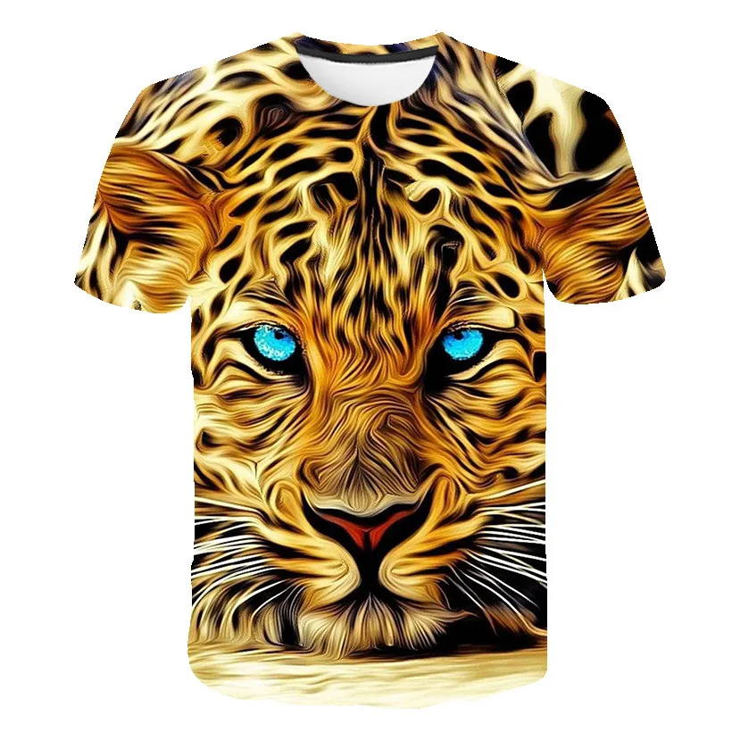 

Tiger Head 3D Digital Printing Funny O Neck Short Sleeve T shirt Summer 2021 New Fashion Slim T Shirt Men Street Large Size