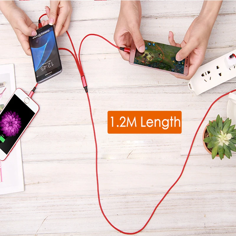 USB кабель Быстрая зарядка 3 в 1 Быстрая Зарядка Шнуры Тип C кабель зарядного устройства микро-usb нейлоновый шнур для iPhone кабель