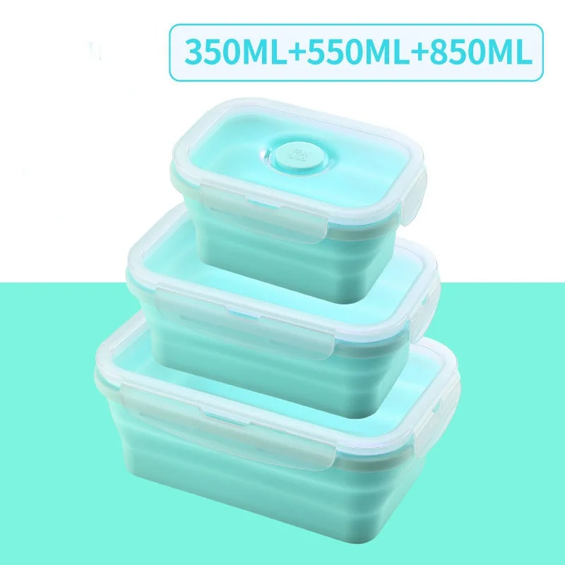 

Высококачественный набор складных ланч-боксов из прямоугольника и силикона для микроволновой печи