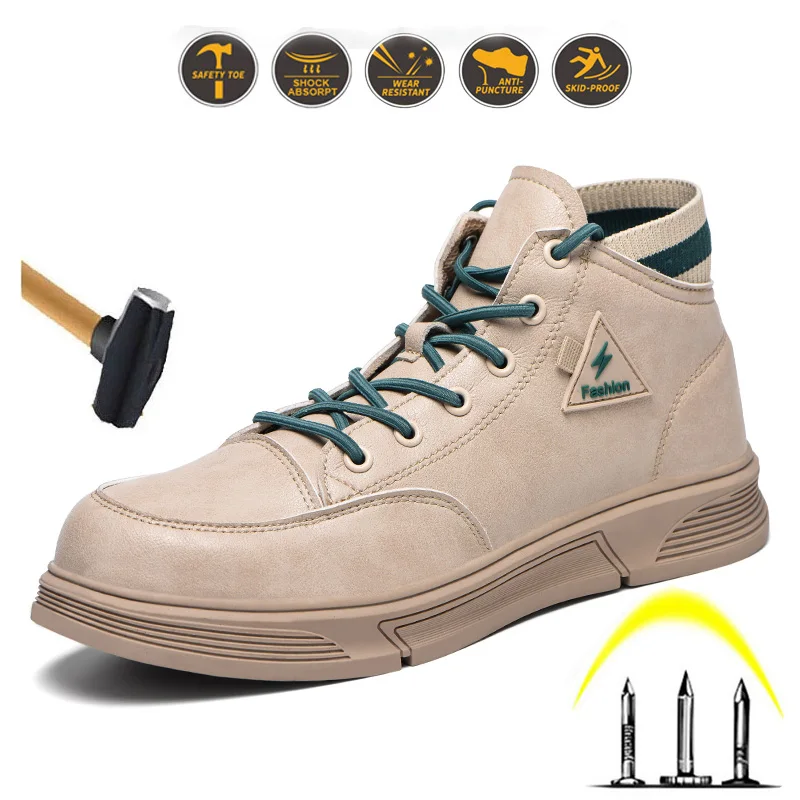 

Labor Insurance Shoes Men's Steel Toe Anti-smash Anti-stab Safety Shoes Outdoor Lightweight Work Boots Can Be Worn In All Season