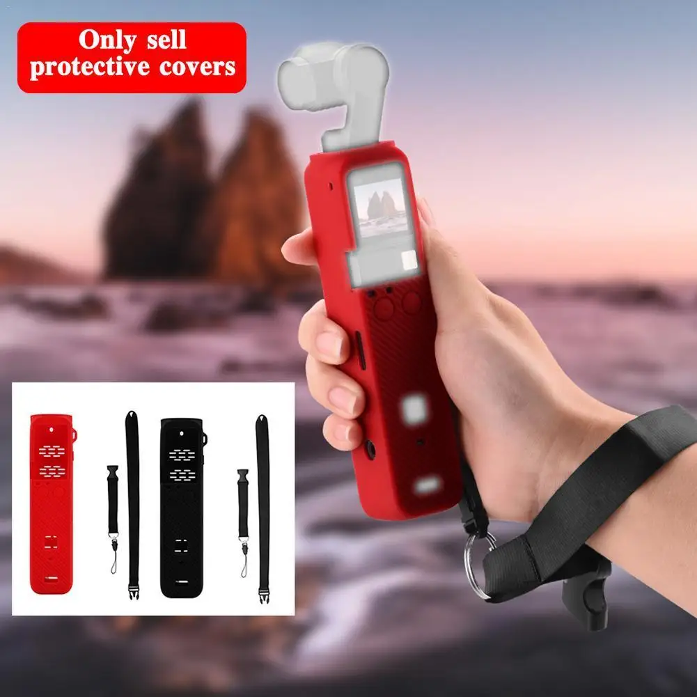 

Силиконовый чехол для объектива со шнурком и ремешком для DJI OSMO Pocket 2 Gimbal Camera Black/red Handheld Gimbal Camera