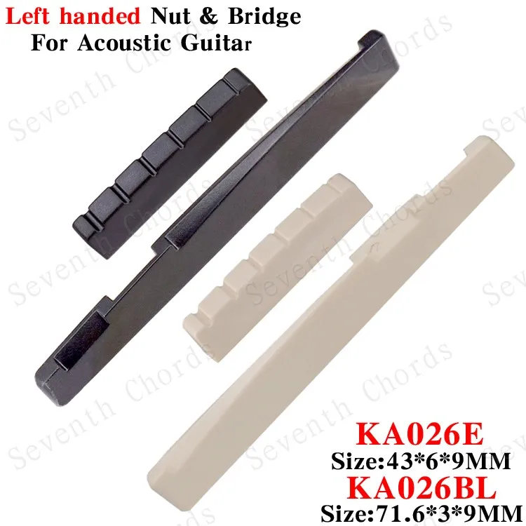 

2 шт., пластиковые гайки и седло для акустической гитары для левой руки, размеры 43x6x9 мм и 71,6x3x9,5 мм