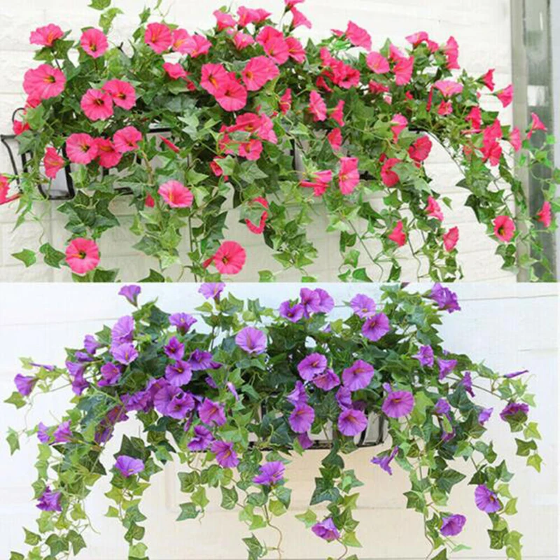 

65.5cm Artificial Flower Morning Glory Fake Silk Hanging Plant Vine Simulation Wall Garland Wedding Home Party DIY Decor