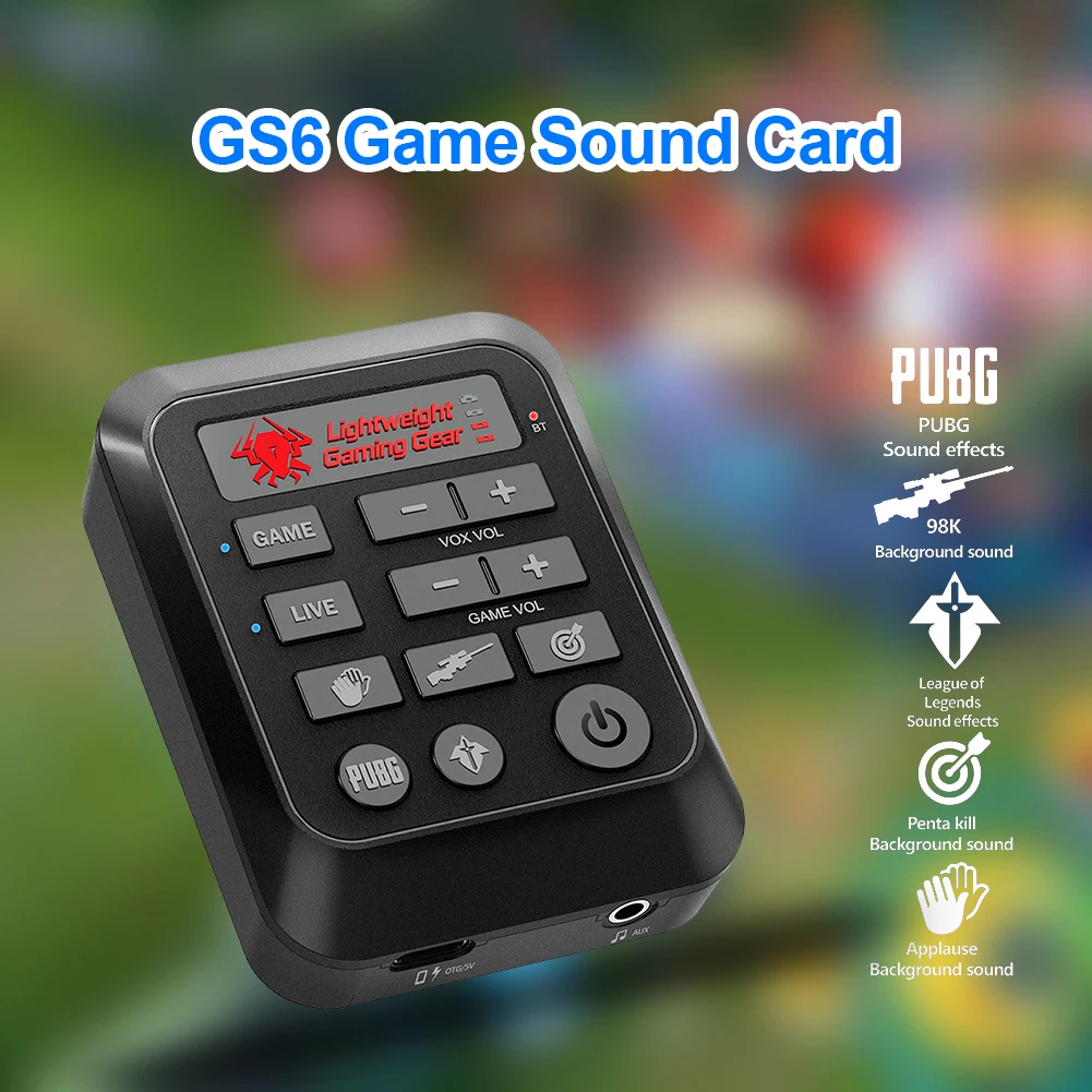 

Gs6 Game Live Broadcast Sound Card Dsp Sound Amplifier With Usb Audio Cable For Mobile Phone Computer Pubg Game