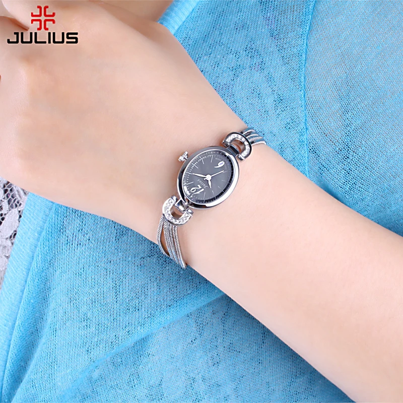 

GJulius Women Watches JA-714 Stainless steel watch band Bracelet Ladies Wrist Clock Quartz Chain Bracelet Gift Box