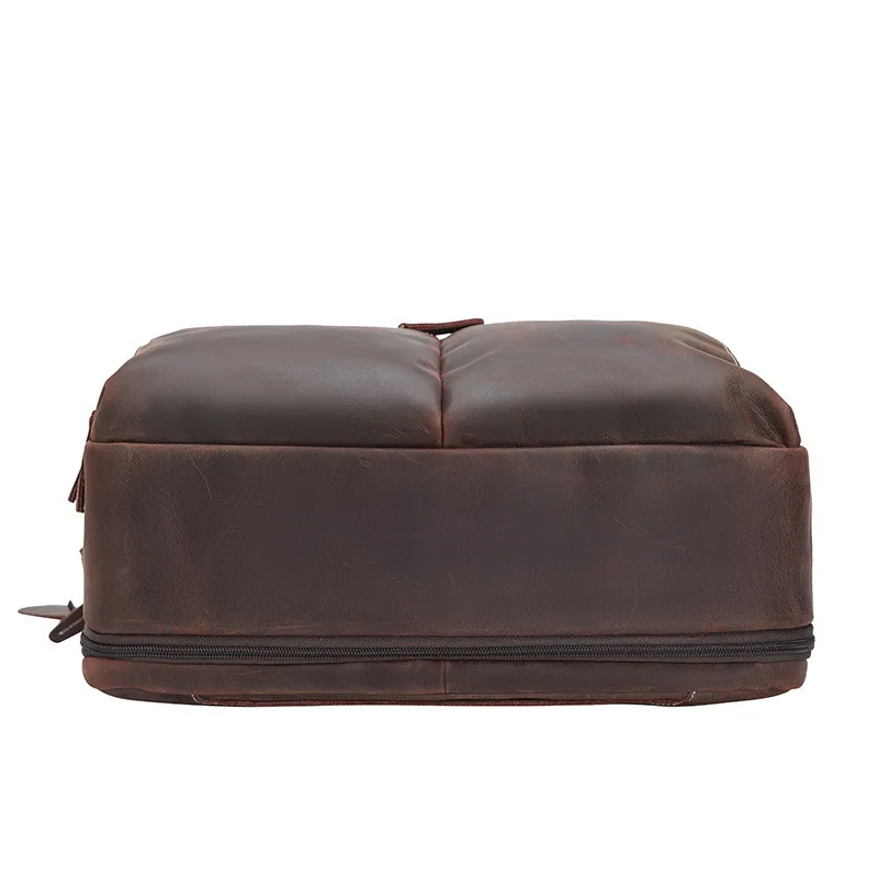 Luxury men's leather business briefcase natural leather retro handbag 17 inch laptop bag diagonal bag