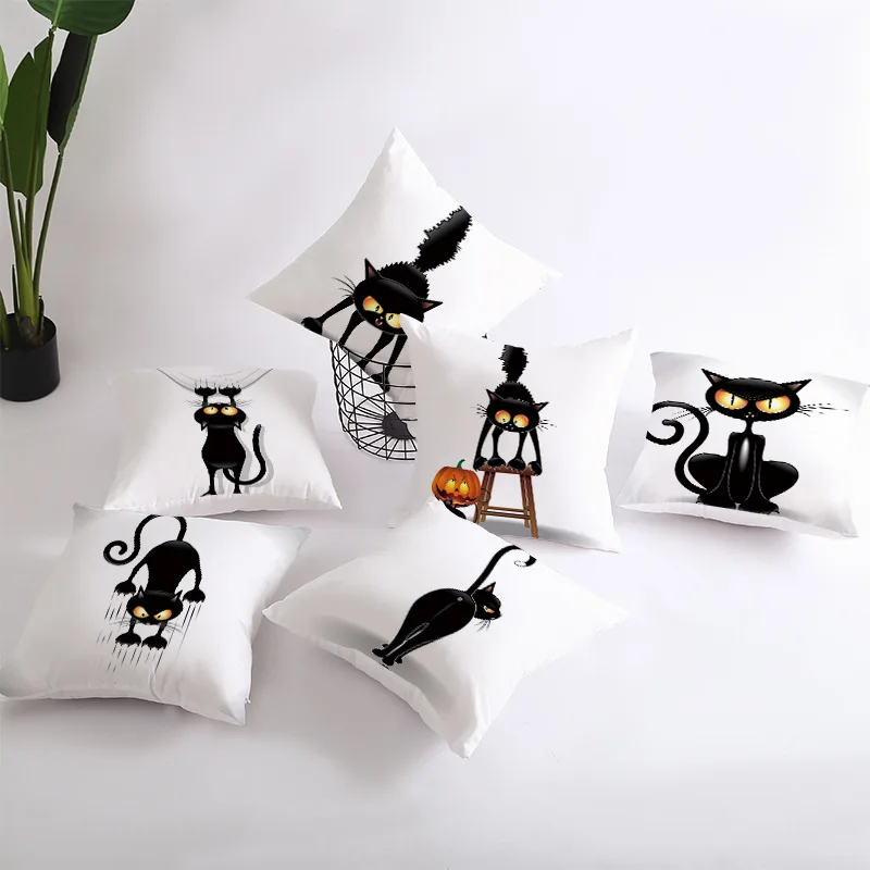 

Devil cat printing car sofa pillow cushion cover household goods wholesale