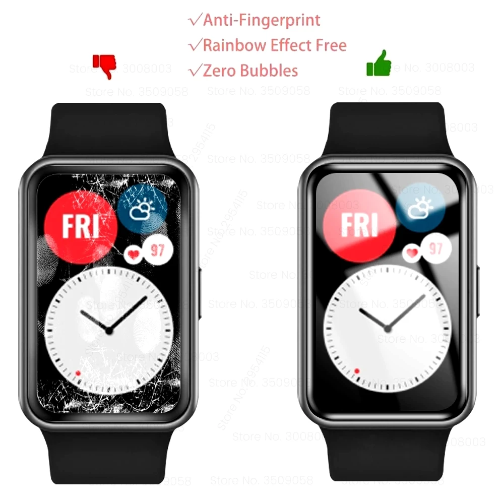 

3pcs 9d curved clear soft fiber protective glass for huawei watch fit smart watch full screen protectors film cover accessories