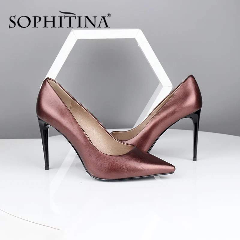 

SOPHITINA из натуральной кожи на высоком тонком каблуке, женские туфли-лодочки сапоги до середины голени на высоком каблуке открытые туфли-лодо...