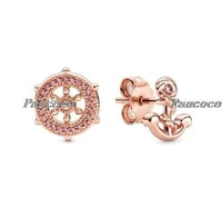 925 sterling silver earring rose helm anchor stud earrings for women wedding party fashion jewelry