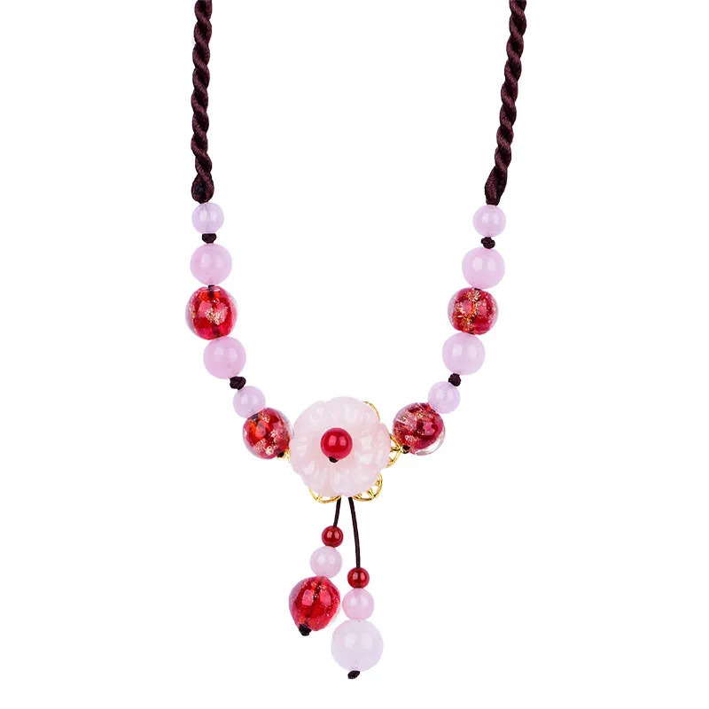 Оригинальное винтажное ожерелье с цветной глазурью и кристаллами | Украшения