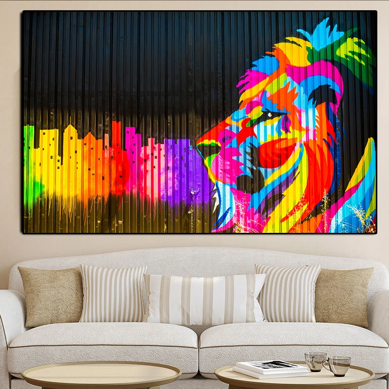 Абстрактные красочные львы дикие дневные плакаты и принты Скандинавская