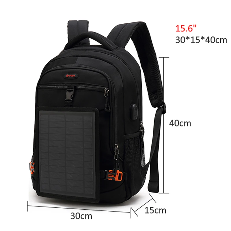 

Backpack Detachable Solar Panel with USB Charging Waterproof Notebook Backpack 15.6 Inch Men Outdoor Travel Laptop Computer Bag