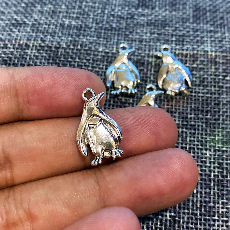 

30pcs 3D Penguin Animal Charms Tibetan Silver Color Pendant Aesthetics Accessories DIY Handmade Necklace Jewelry Making Supplies