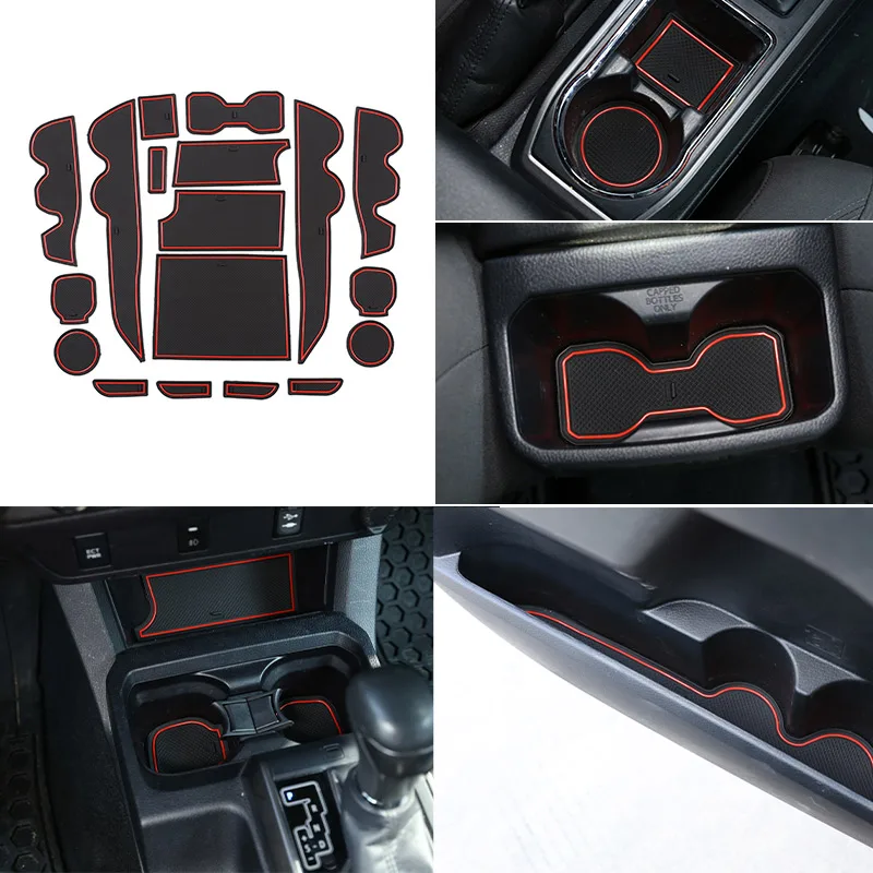 

18Pcs ABS Car Center Console Storage Box Mat Water Coaster Armrest Box Door Slot Mat For Toyota Tacoma 2016-2021 Car Accessories