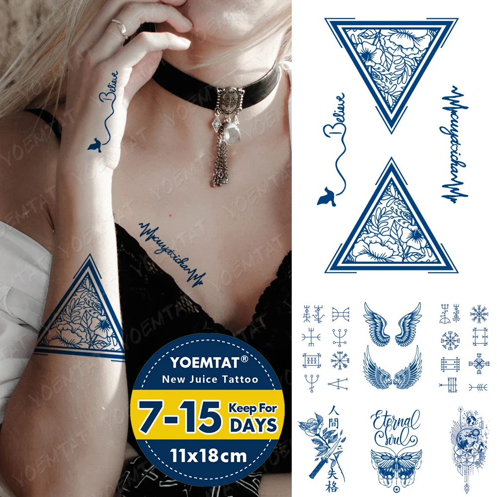 

Juice Ink Tattoos Body Art Lasting Waterproof Temporary Tattoo Sticker Mini Moon Tatoo Arm Fake Text Word Arrow Tatto Women Men