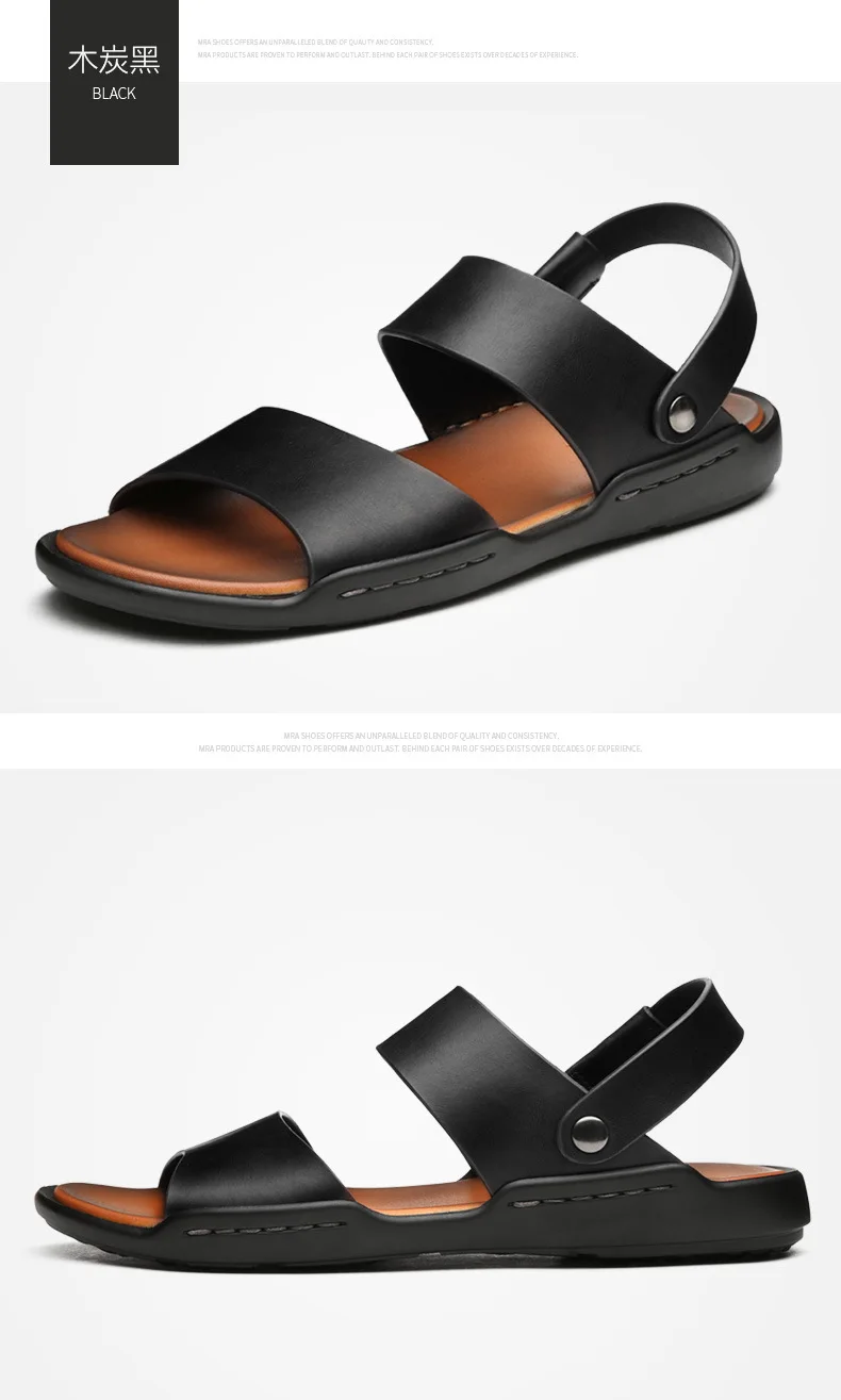 

Fashion Casual Genuine Leather Gladiator Sandals For Men Basic Flat Beach Sandals Sewing Solid Sandale Homme
