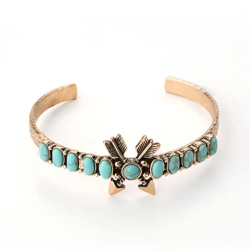 Коми, новинка, Boho, золотые, серебряные, бирюзовые браслеты для женщин и мужчин, металл, медь, смола, натуральный камень, модные браслеты с подвесками C50510 - Окраска металла: B0518