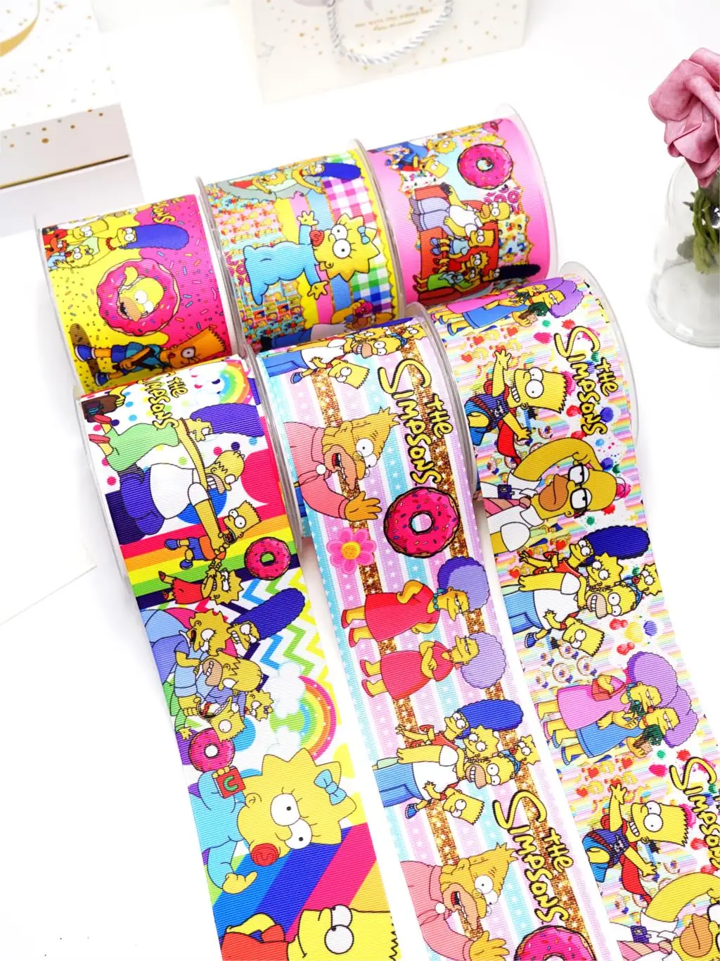 Choshim Brand DIY Handmade Materials Printed Grosgrain Ribbon 5 Yard Per Size 50486 | Ribbons