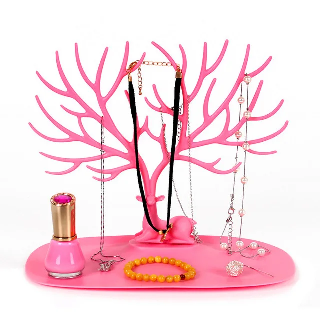 Олененок ювелирных изделий подставкой Дисплей лоток для дерева серьги держатель часы ожерелье кольцо