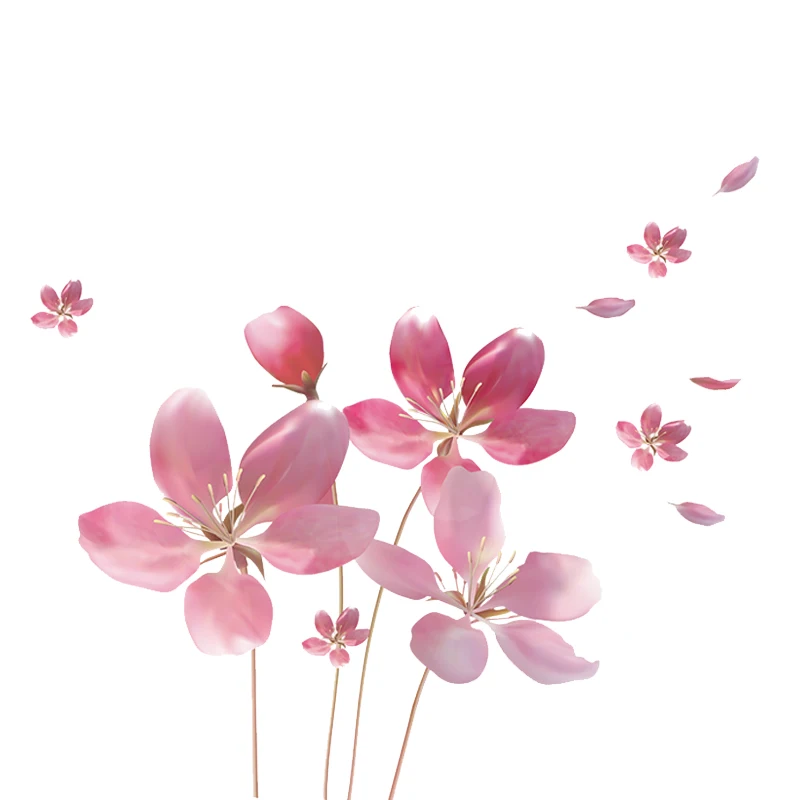 

Pink Flowers Wall Stickers Home Decor Sofa TV Backdrop Decorative Girls Room Wallpaper Murals