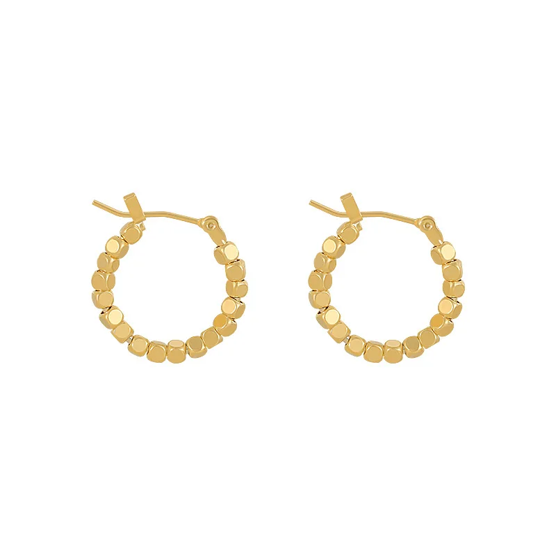 

Vintage Gold Color Metal Ball Hoop Earrings Korean Stylish Geometric Circle Statement Earrings for Women Fashion Party Jewelry