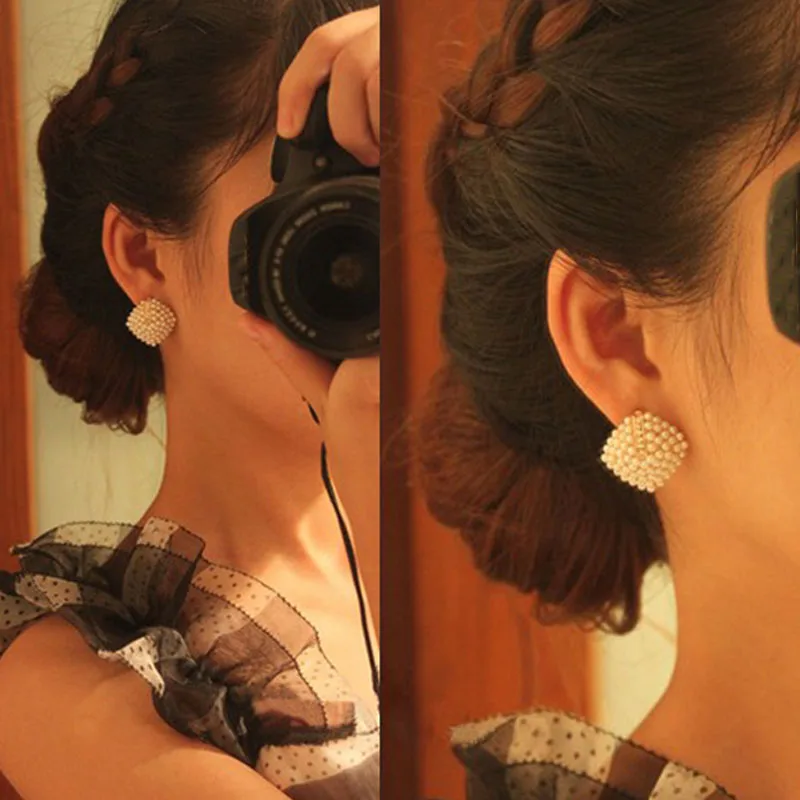 Женские модные серьги-гвоздики женские элегантные жемчужные серьги